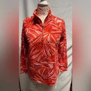 NWT Pappagallo Scarlet and White Quarter-Zip Pullover Size small